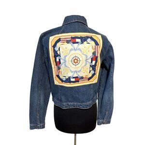 Vintage‎ Tommy Hilfiger BEAUTIFUL Denim Jacket with Nautical Patch size L (#374)